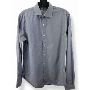 Sandro Paris Seamless Stripes Blue&White Striped Dress Shirt Size Medium 39 EUC
